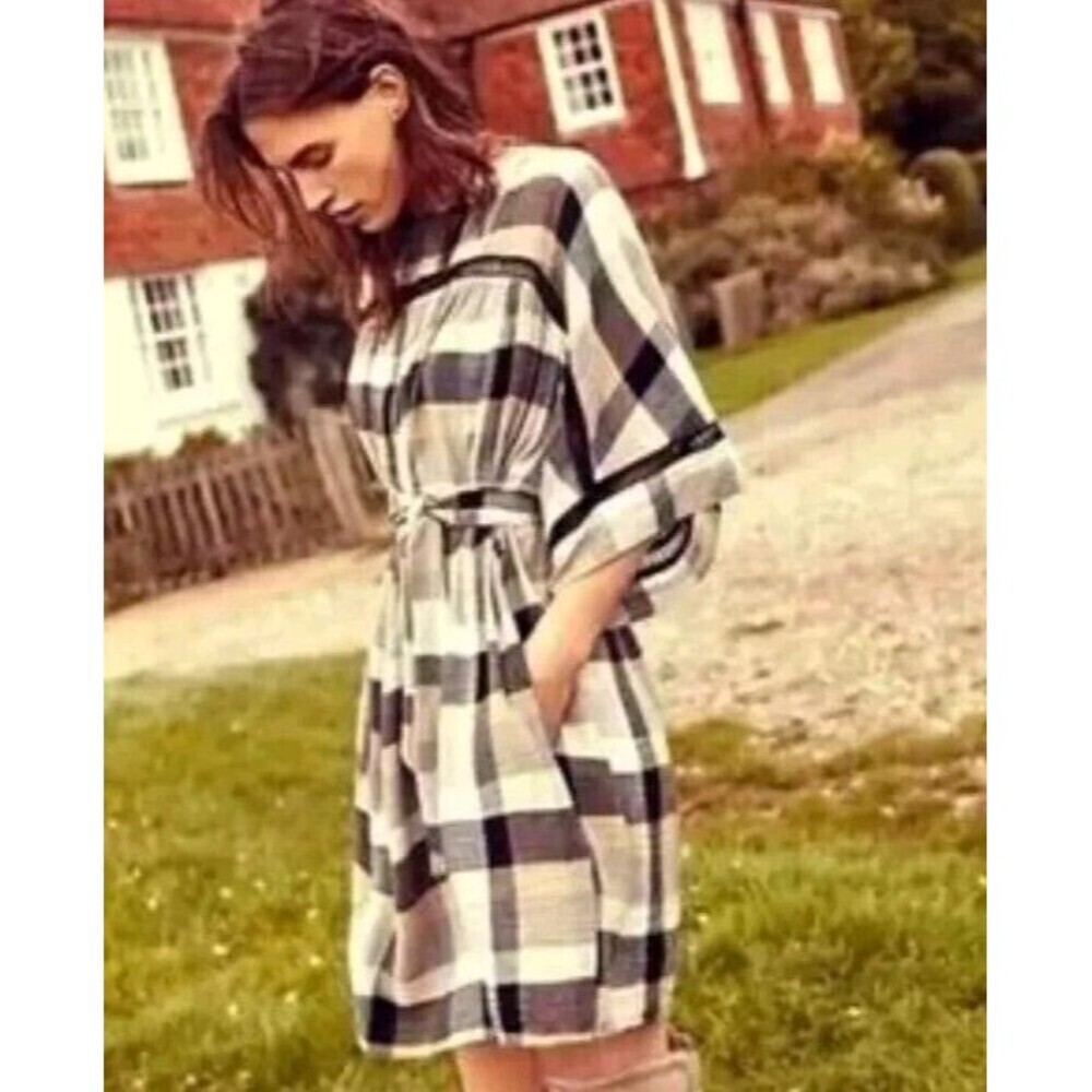 Maeve Anthropologie Plaid Tunic Kimono Dress Small